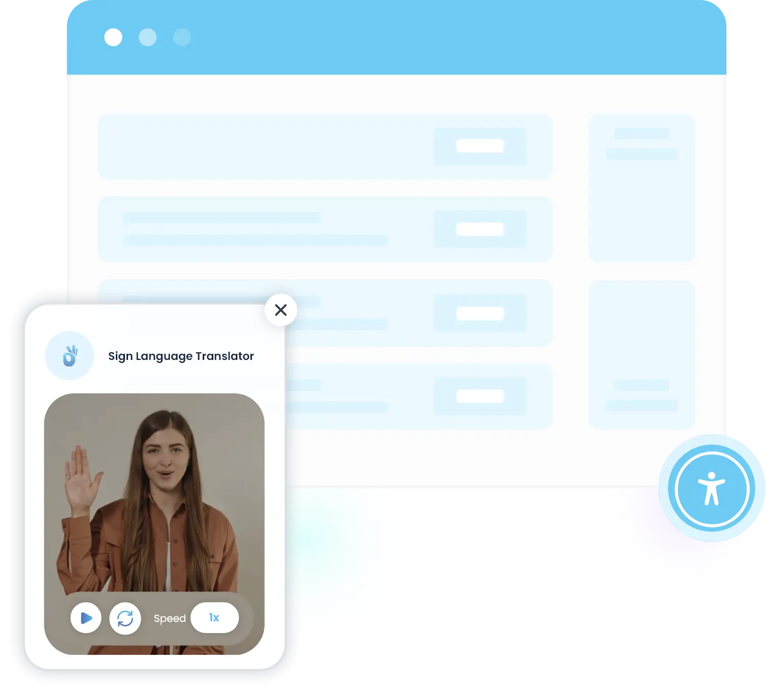 Accessiblee Accessibility Icon and Sign Language Translation Feature